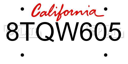 8TQW605 California License Plate