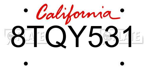8TQY531 California License Plate