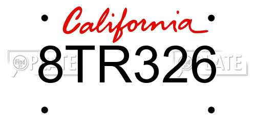 8TR326 California License Plate