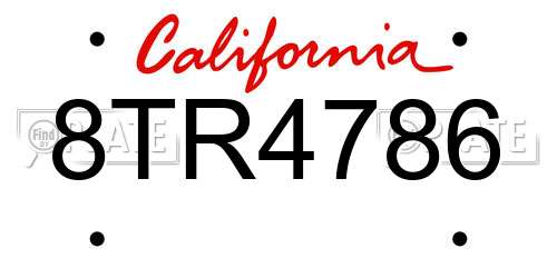 8TR4786 California License Plate
