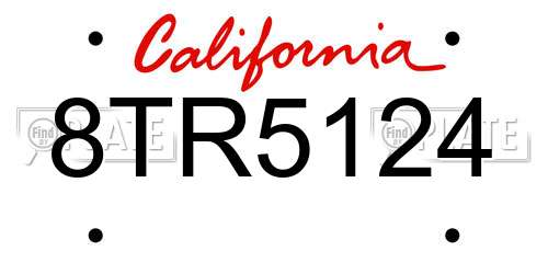 8TR5124 California License Plate