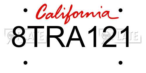 8TRA121 California License Plate