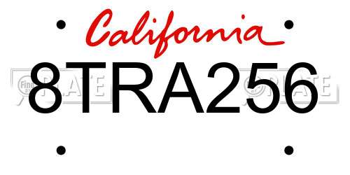 8TRA256 California License Plate