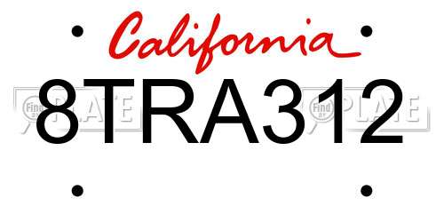 8TRA312 California License Plate