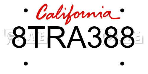 8TRA388 California License Plate