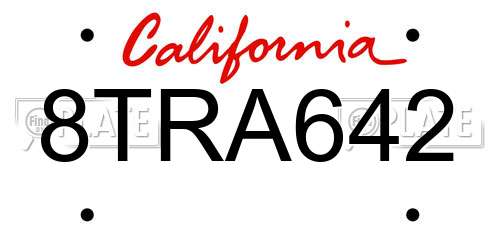 8TRA642 California License Plate