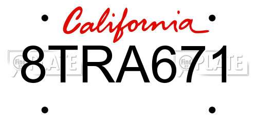 8TRA671 California License Plate