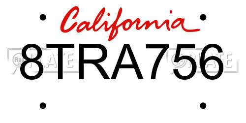 8TRA756 California License Plate