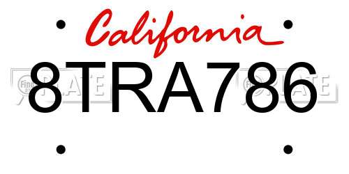 8TRA786 California License Plate
