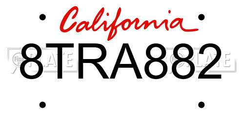 8TRA882 California License Plate