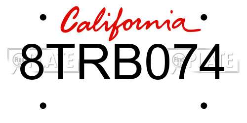 8TRB074 California License Plate