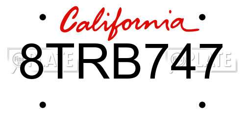 8TRB747 California License Plate