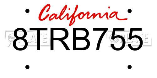 8TRB755 California License Plate