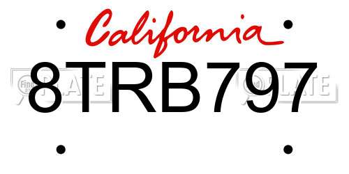 8TRB797 California License Plate