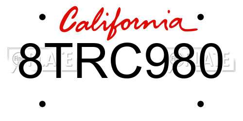 8TRC980 California License Plate