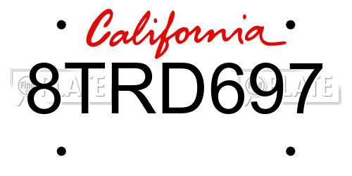 8TRD697 California License Plate