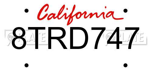 8TRD747 California License Plate