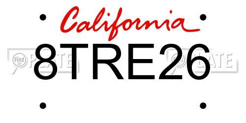 8TRE26 California License Plate