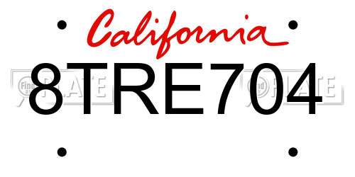 8TRE704 California License Plate