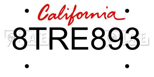 8TRE893 California License Plate