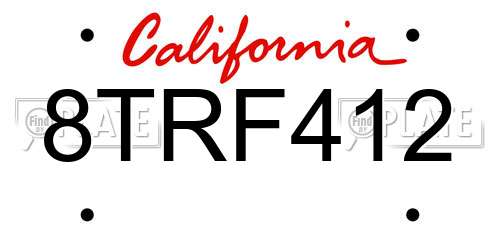 8TRF412 California License Plate