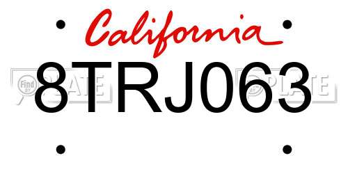 8TRJ063 California License Plate