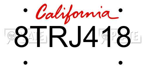 8TRJ418 California License Plate