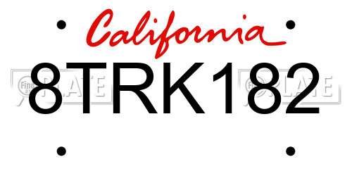 8TRK182 California License Plate