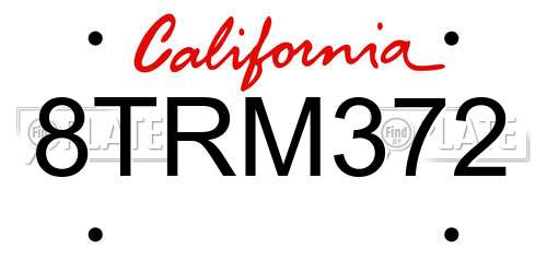 8TRM372 California License Plate