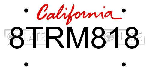 8TRM818 California License Plate