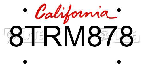 8TRM878 California License Plate