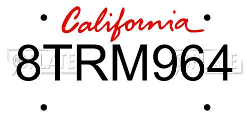 8TRM964 California License Plate