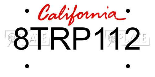 8TRP112 California License Plate
