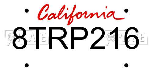 8TRP216 California License Plate