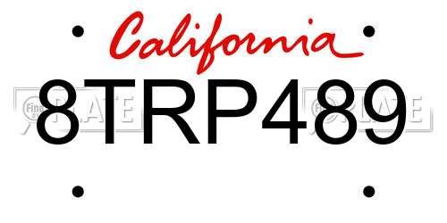 8TRP489 California License Plate