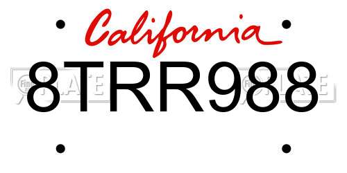 8TRR988 California License Plate