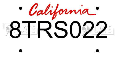 8TRS022 California License Plate