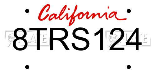 8TRS124 California License Plate