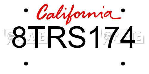 8TRS174 California License Plate