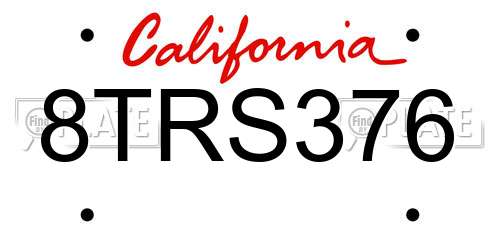 8TRS376 California License Plate