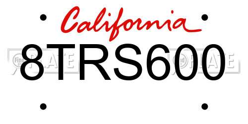 8TRS600 California License Plate