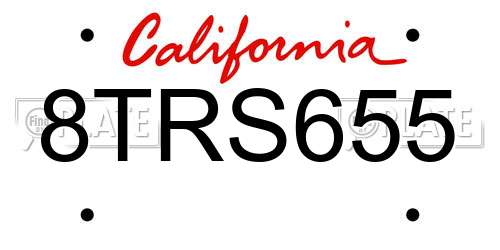 8TRS655 California License Plate