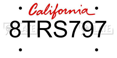 8TRS797 California License Plate