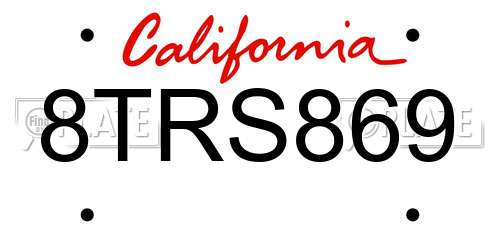 8TRS869 California License Plate