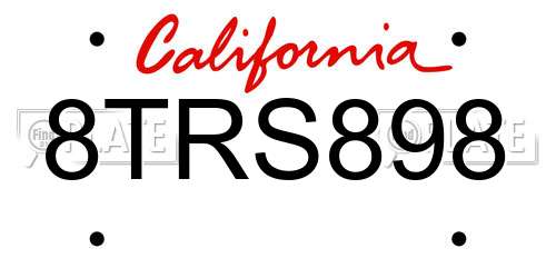8TRS898 California License Plate
