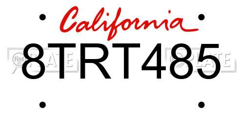 8TRT485 California License Plate