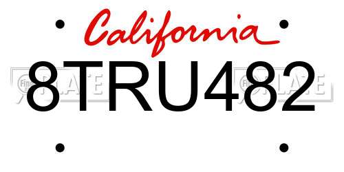 8TRU482 California License Plate
