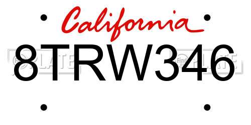 8TRW346 California License Plate
