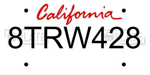 8TRW428 California License Plate