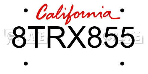 8TRX855 California License Plate